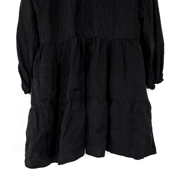 NEW Zara Tiered Button Front Babydoll Mini with Lantern Sleeves in Black Small - Picture 10 of 12